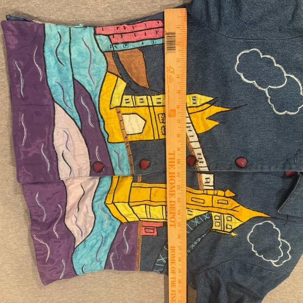 Vtg Kaktus USA Art to Wear Denim Jacket Applique Design Cotton Mix Size Small S - Picture 10 of 10